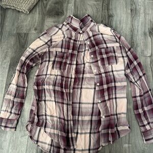 Mossimo Supply Co. Burgundy and Cream Plaid Shirt